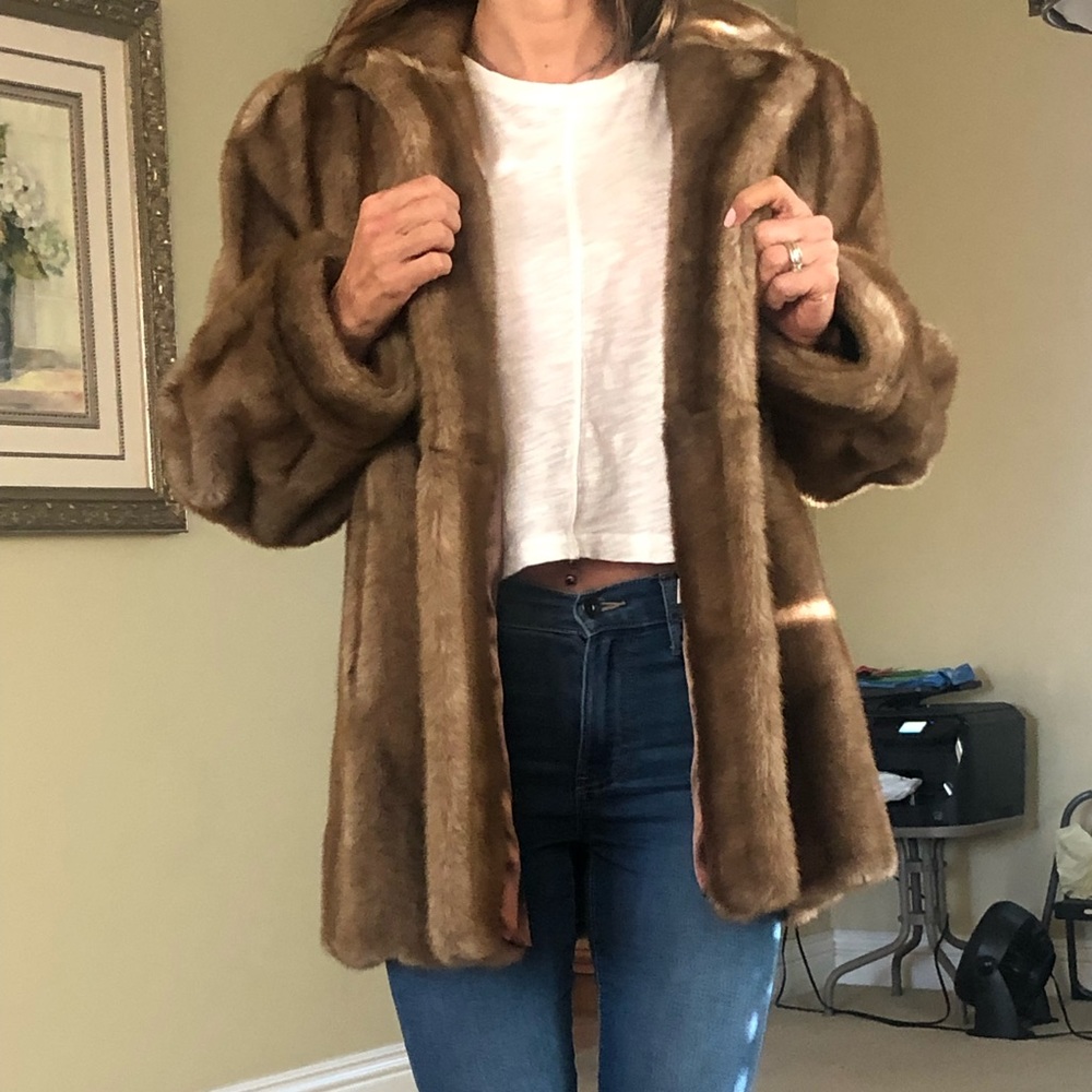 Tissavel of France Fine Faux Brown Fur Coat